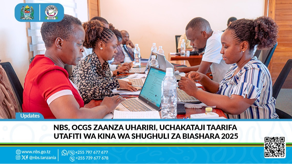 Ofisi ya Taifa ya Takwimu - NBS kwa kushirikiana na Ofisi ya Mtakwimu Mkuu wa Serikali Zanzibar –OCGS zimeanza zoezi la kuhariri na kuchakata taarifa za Utafiti wa Kina wa Shughuli za Biashara 2025 baada ya kukamilika kwa ukusanyaji wa taarifa zake Tanzania Bara na Zanzibar ambalo limeanza tarehe 12 hadi tarehe 24 Mei 2026 katika Ofisi ya Taifa ya Takwimu mkoani Kigoma likiwakutanisha wataalam wa Takwimu kutoka pande zote mbili.