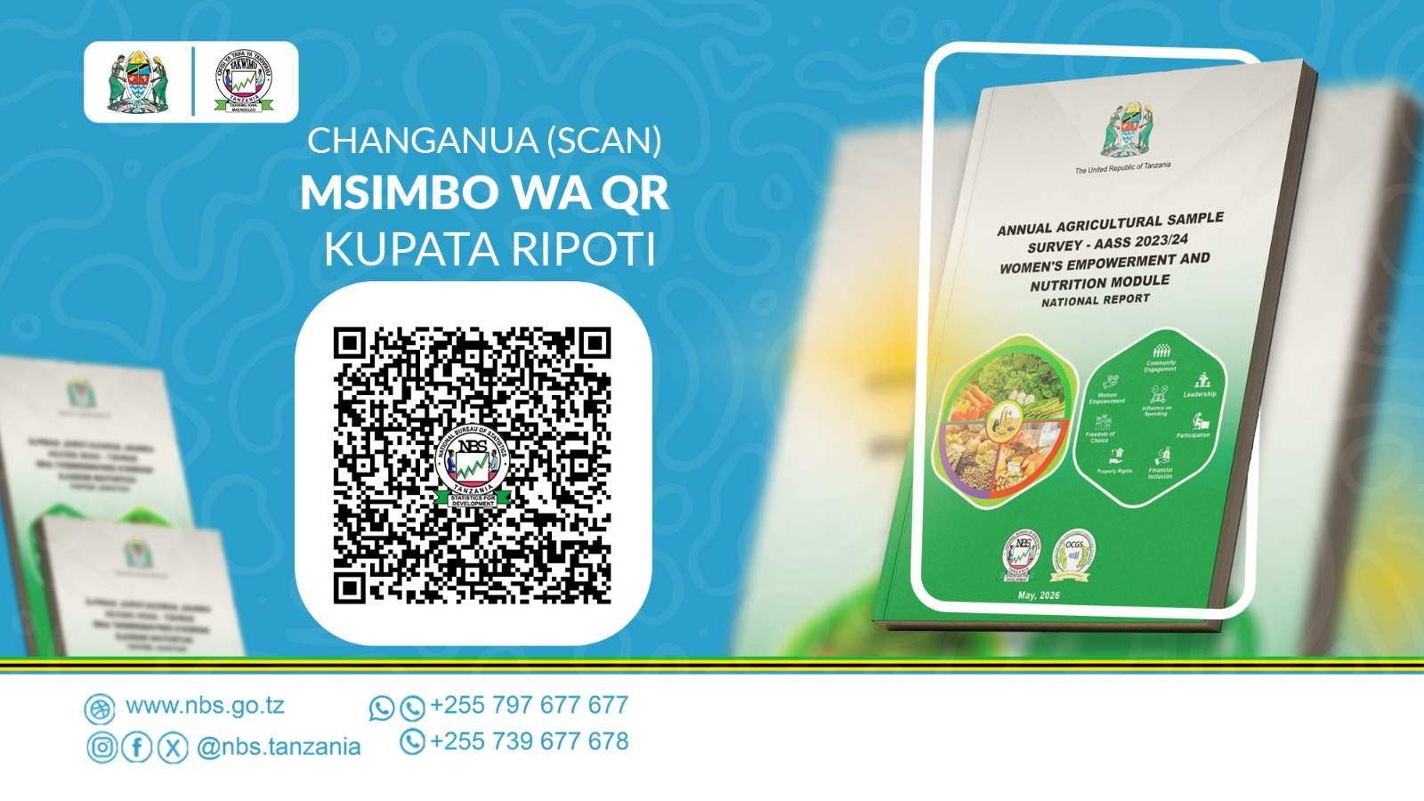 Kupata nakala ya Ripoti ya Matokeo ya Utafiti wa Uwezeshwaji Wanawake na Lishe kwa Msimu wa Kilimo wa Mwaka 2023/2024, Scan Msimbo wa QR unaoonekana kwenye chapisho hilo. Matokeo ya Utafiti huo yamezinduliwa rasmi hivi karibuni na Waziri wa Maendeleo ya Jamii, Jinsia, Wanawake na Makundi Maalum, Mhe. Dkt. Dorothy Gwajima jijini Dodoma.