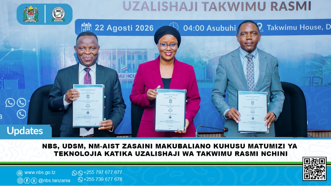 NBS, UDSM, NM-AIST zasaini MoU Kuhusu Matumizi ya Teknolojia katika Uzalishaji wa Takwimu Rasmi nchini