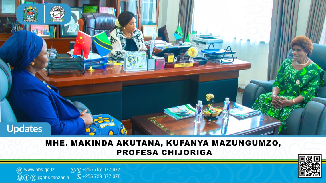 Mwenyekiti wa Bodi ya Usimamizi ya Ofisi ya Taifa ya Takwimu Mhe. Anne Semamba Makinda akiwa ameambatana na Mtakwimu Mkuu wa Serikali, Dkt. Amina Msengwa wamekutana na kufanya mazungumzo na Mkuu wa Shule ya Uongozi ya Mwalimu Julius Nyerere - MJNLS, Prof. Marcellina Chijoriga ofisini kwake Kibaha mkoani Pwani tarehe 19 Aprili 2026.