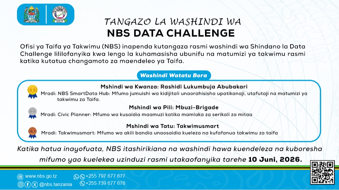 Tangazo la Washindi wa NBS Data Challenge