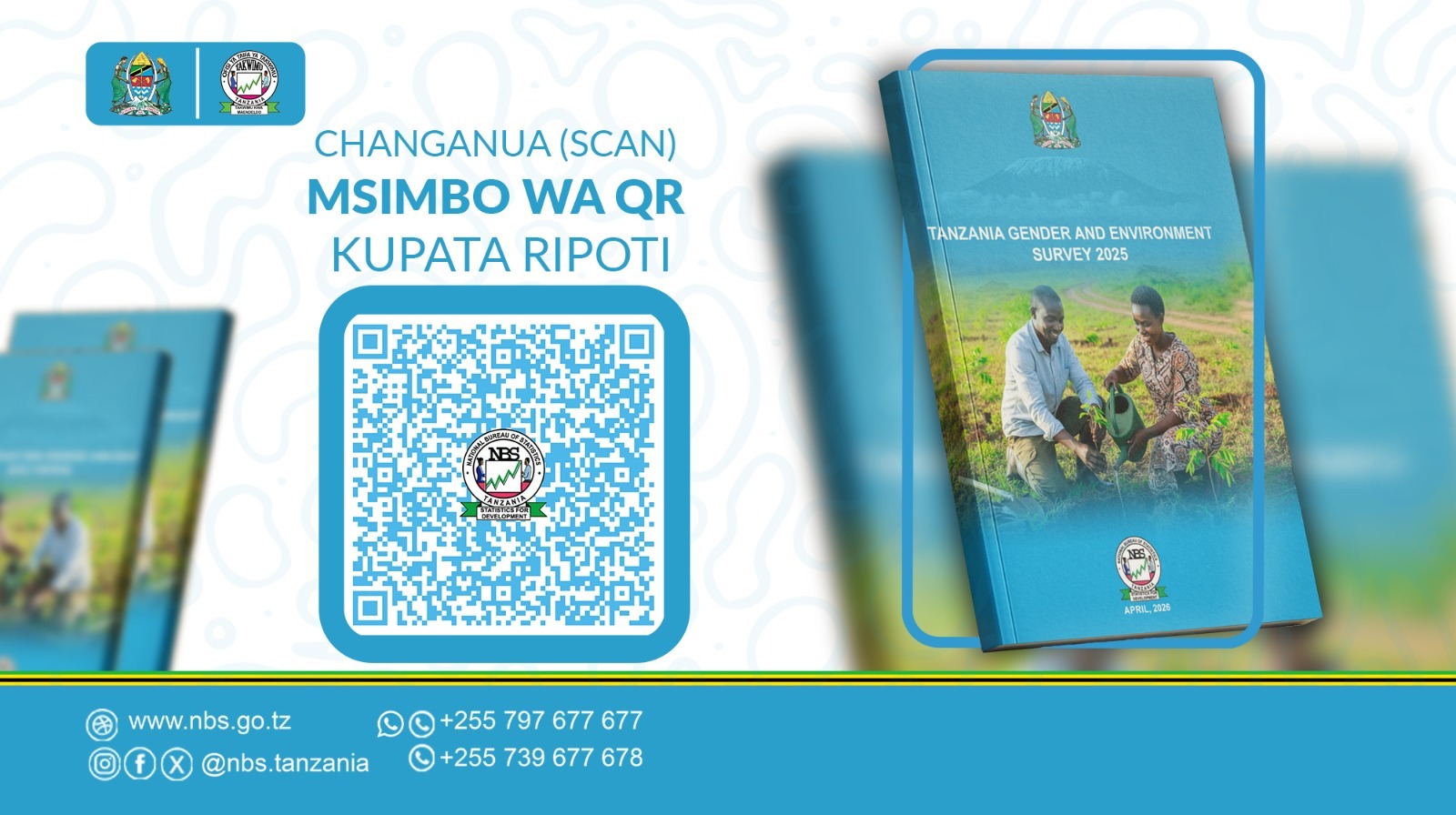 Kupata nakala ya Ripoti ya Matokeo ya Utafiti wa Mazingira na Jinsia wa Mwaka 2025, Scan Msimbo wa QR unaoonekana kwenye chapisho hilo. Matokeo ya Utafiti huo yamezinduliwa rasmi hivi karibuni na Waziri wa Maendeleo ya Jamii, Jinsia, Wanawake na Makundi Maalum, Mhe. Dkt. Dorothy Gwajima jijini Dodoma.