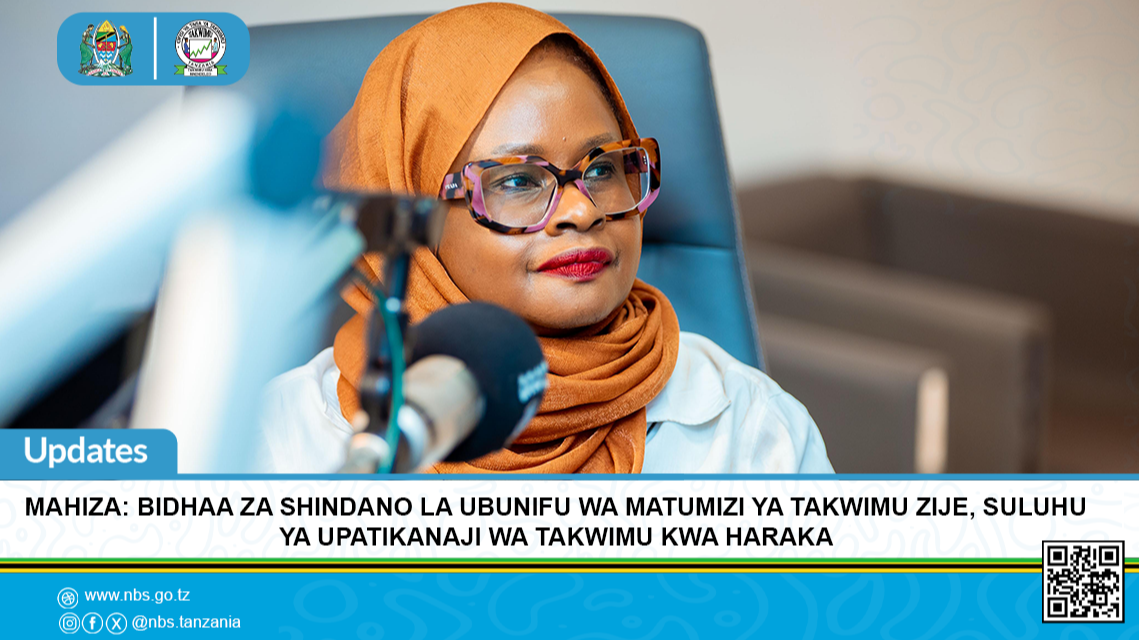 Meneja TEHAM, Ofisi ya Taifa ya Takwimu - NBS, Mwanaid Mahiza akizungumza katika kipindi cha Power Breakfast cha Clouds FM, Mikocheni jijini Dar es Salaam tarehe 24 Novemba 2025.