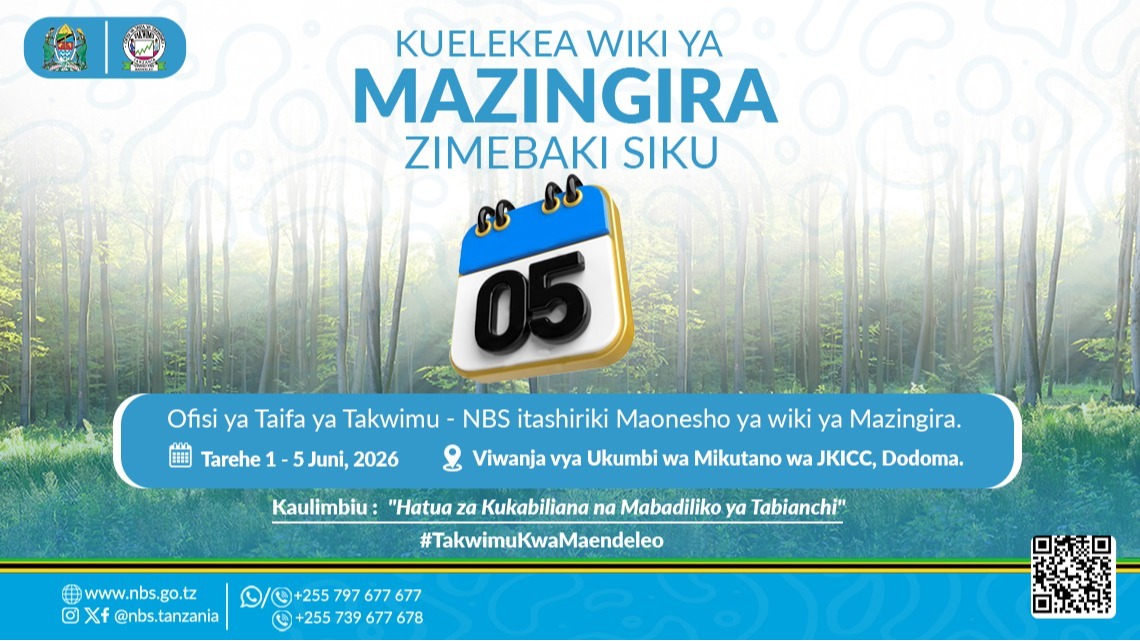 Bado siku Tano Kuelekea Maadhimisho ya Wiki ya Mazingira Duniani itakayoanza tarehe 01 hadi tarehe 05 Juni 2026 ambayo ndiyo Siku ya Kilele cha Maadhimisho hayo.
