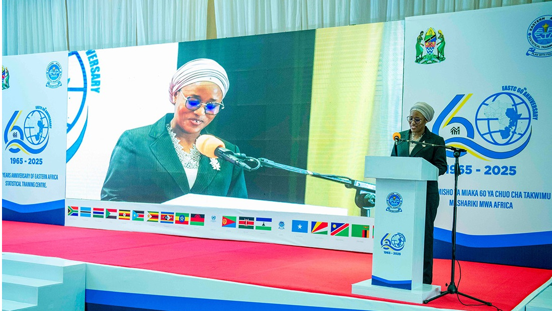 Mtakwimu Mkuu wa Serikali Dkt. Amina Msengwa katika Maadhimisho ya miaka 60 ya Chuo cha Takwimu Afrika Mashariki.